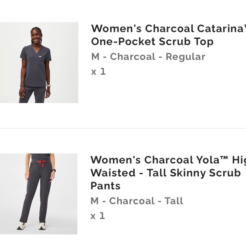 Figs Women's Charcoal Scrub Set